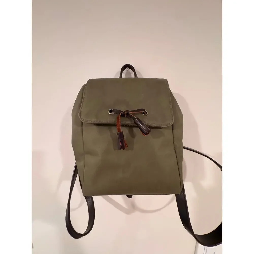 Vintage Ralph Lauren Green Nylon Women’s Backpack Leather Handles
